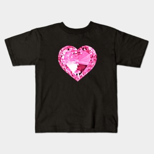 Pink Diamond Love Heart Kids T-Shirt